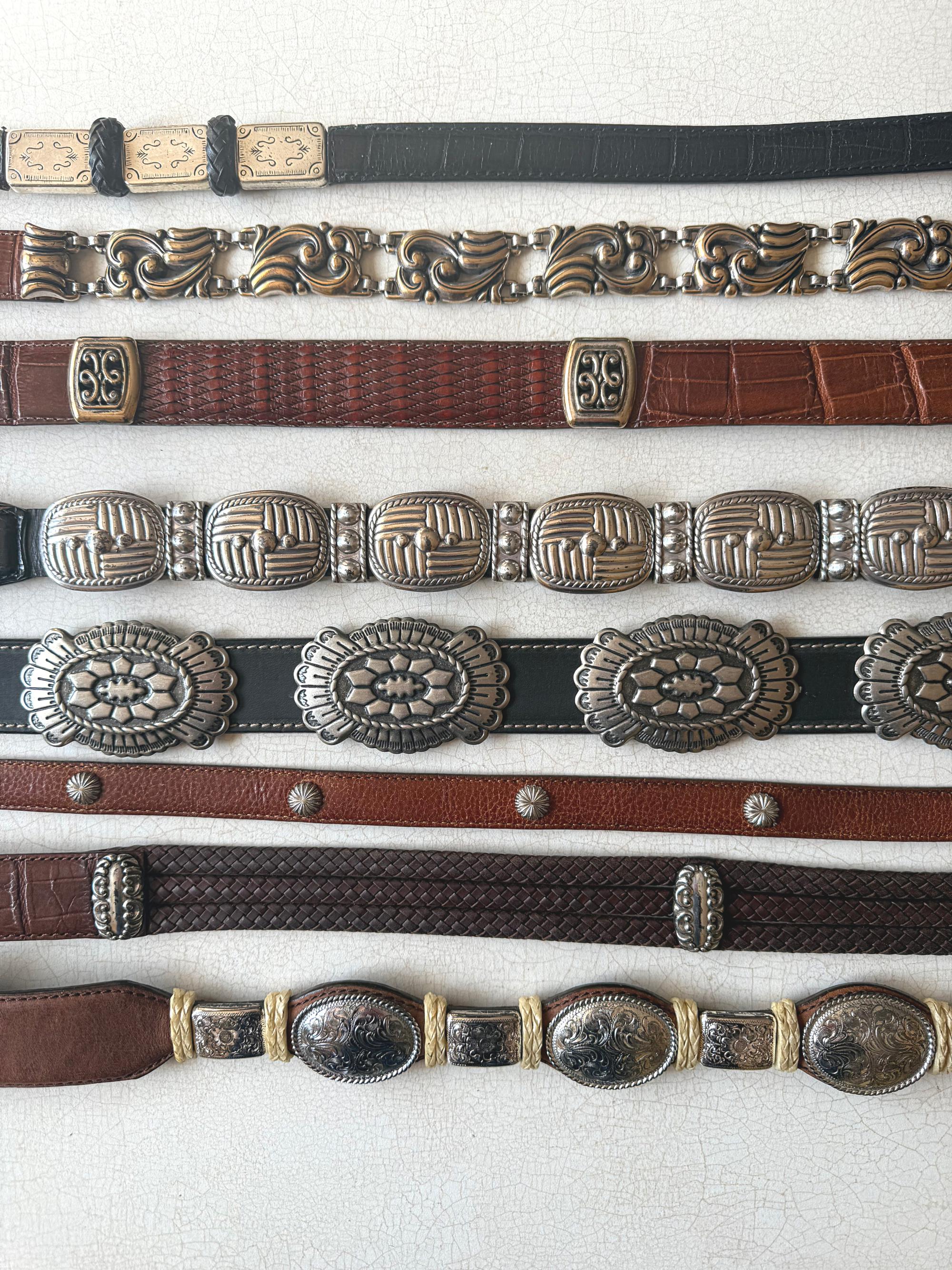 Vintage Western Concho Leather Belt • Made in USA • Croc‑Embossed Brown Leather THE-GREAT-BELT-3-02756.jpg?v=  main image 2