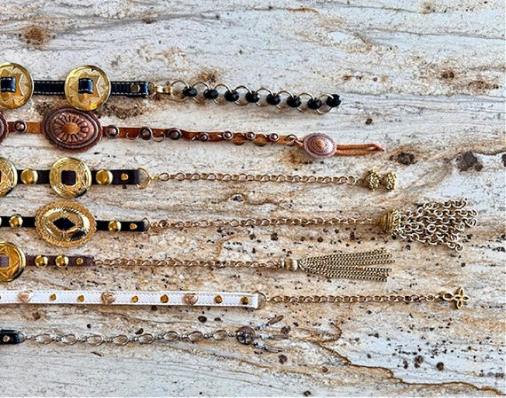 Handmade Concho chain Belt Silver Gold Copper But… - image 5