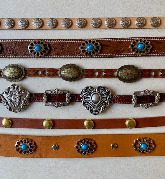 Vintage Western Concho Belt CHOOSE 1, Brighton, Skinny, Gold  