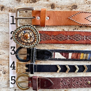 Western Belt Black brown Silver Brass SCROLL 4 CORGI