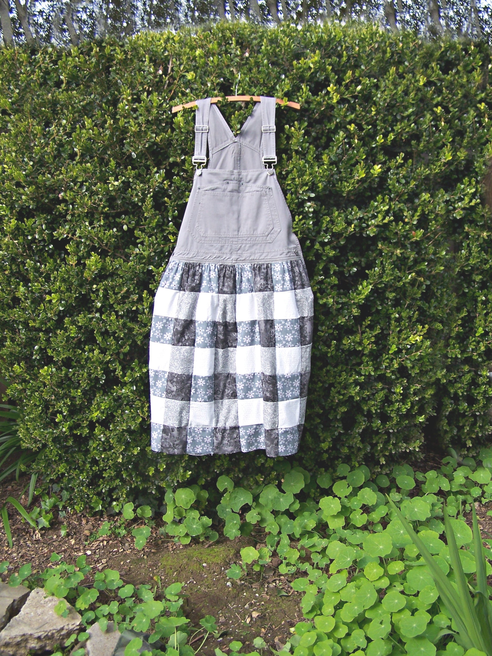 Denim Overall Skirt Patchwork Bibs 