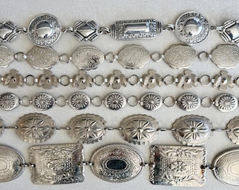 Vintage Silver Concho Belt,chain Link Belt,bohemian Style  display picture 1