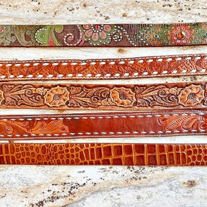 Vintage Hand Tooled Leather Belt Western USA,  SCROLL DOWN 4 Info