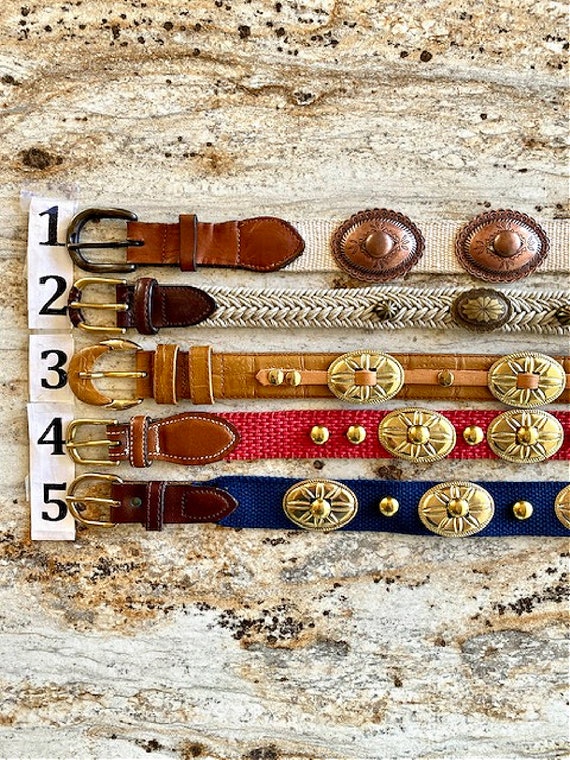 Leather Concho Belt Red, Gold, Blue, Southwestern… - image 3