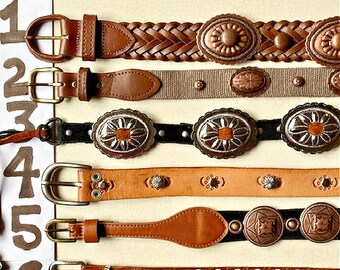 Leather Concho Belt CHOOSE ONE Southwestern Western Country Cowgirl Vintage