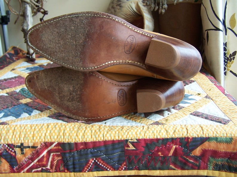 Leather Boots Western Cowboy Tan Brown Brazil size 10