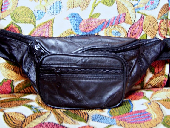 Fanny Pack Leather Black Hands Free Belt Bag Unise