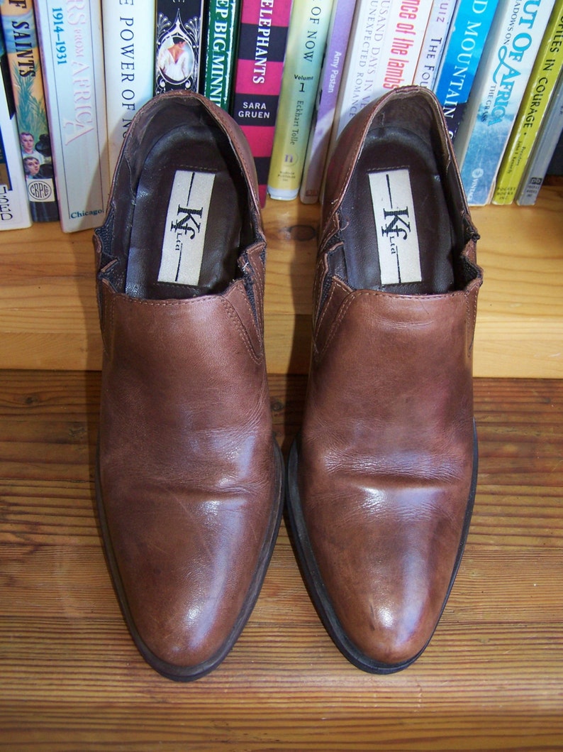 Ankle Boot shoe Brown western Leather slip on Bootie size 7