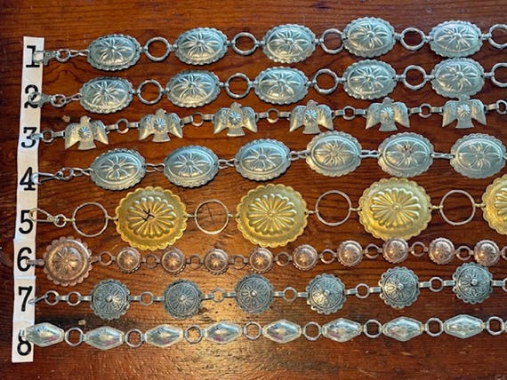 Handmade & Vintage Concho chain Belt Silver Gold … - image 2