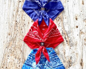 Bandana Neckerchief & Slide, Western Scarf Cowgirl Cowboy Kerchief Rag + slide CHOOSE YOURS