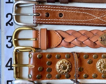 Vintage Belt Western Leather Vegan Country Studded Concho Fossil Lucky Brand men women COOSE ONE