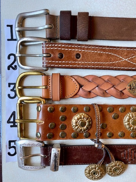 Vintage Belt Western Leather Vegan Country Studde… - image 1