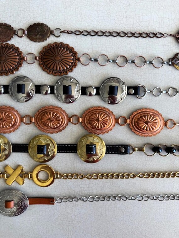 Concho Belt Handmade Vintage Southwestern Gold Si… - image 4