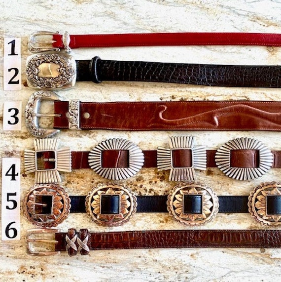 Vintage Brighton Belt Genuine Leather Southwestern Concho Belt