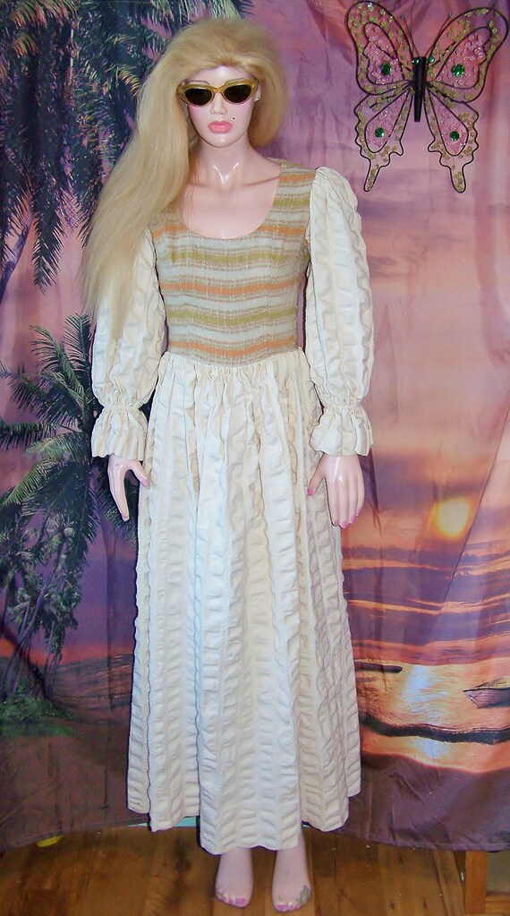 Vintage 70s Dress maxi Renaissance peasant sleeves