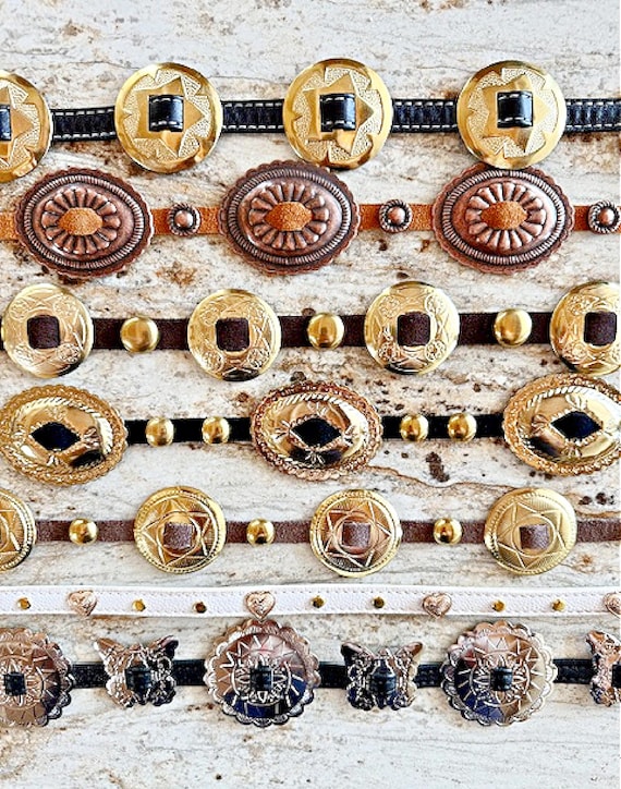 Handmade Concho chain Belt Silver Gold Copper But… - image 1