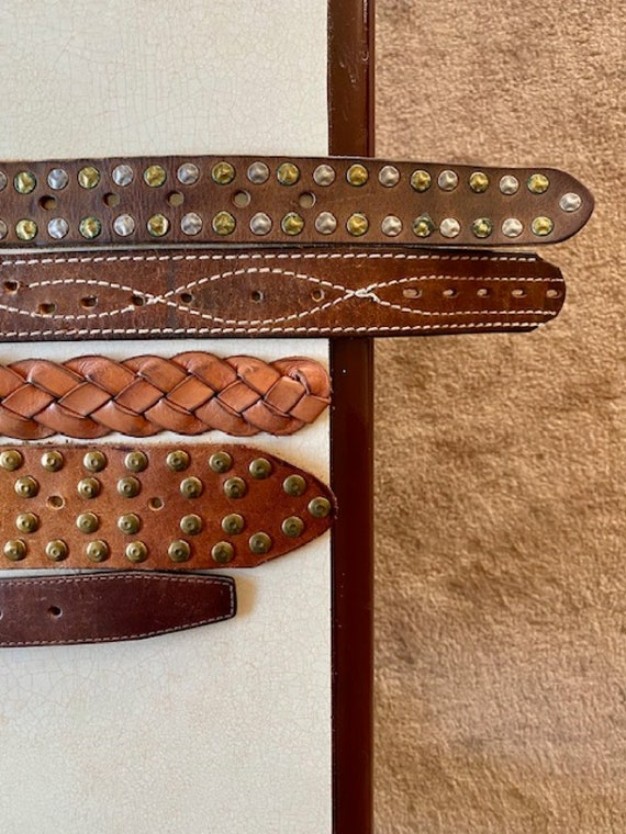 Vintage Belt Western Leather Vegan Country Studde… - image 4