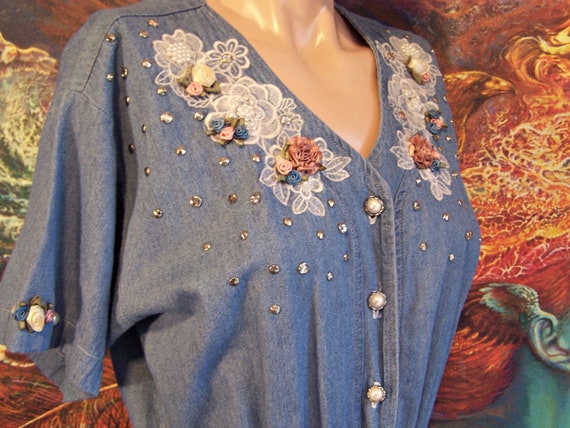 80s Denim Romper Jumpsuit shabby chic garden party