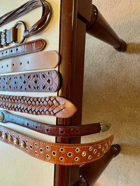 Vintage 1993 Sliding Concho  Brown Leather Waist Belt Size Small Western Aesthet RALPH LAUREN Western Concho Leather Belt Size XS Made in  main image 2
