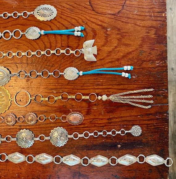 Handmade & Vintage Concho chain Belt Silver Gold … - image 4