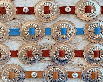 Ceinture western, ceinture en chaîne concho faite main en daim véritable CHOISISSEZ la vôtre