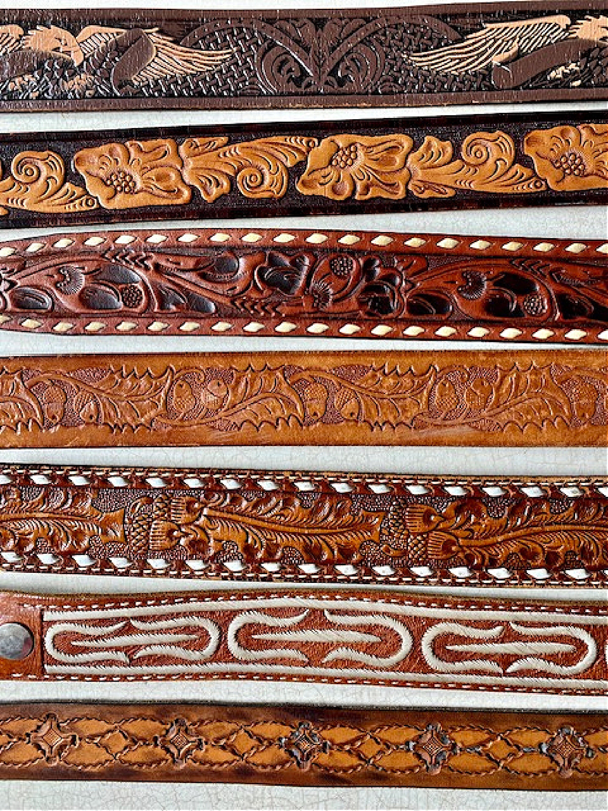 Vintage Tooled Leather Western Belt ‘Marcy’ Name Acorn Design 32.5” Cowgirl Custom Carved Leather Belt - Oak Leaf and Acorn Design  main image 2