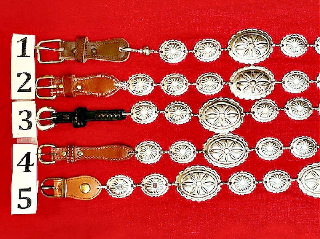 Leather Concho Chain Belt CHOOSE ONE Vintage Upcycled Southwestern