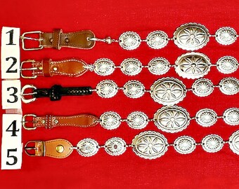 Leather Concho chain Belt CHOOSE ONE Vintage upcycled Southwestern Western Country Cowgirl