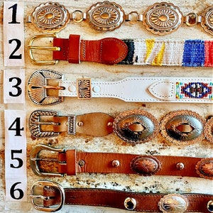 Leather Concho Belt CHOOSE ONE Southwestern Western Country Cowgirl Vintage