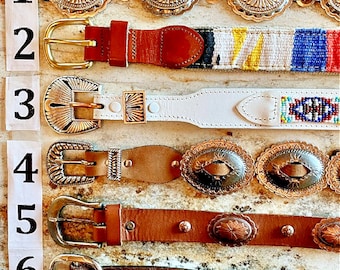 Leather Concho Belt CHOOSE ONE Southwestern Western Country Cowgirl Vintage