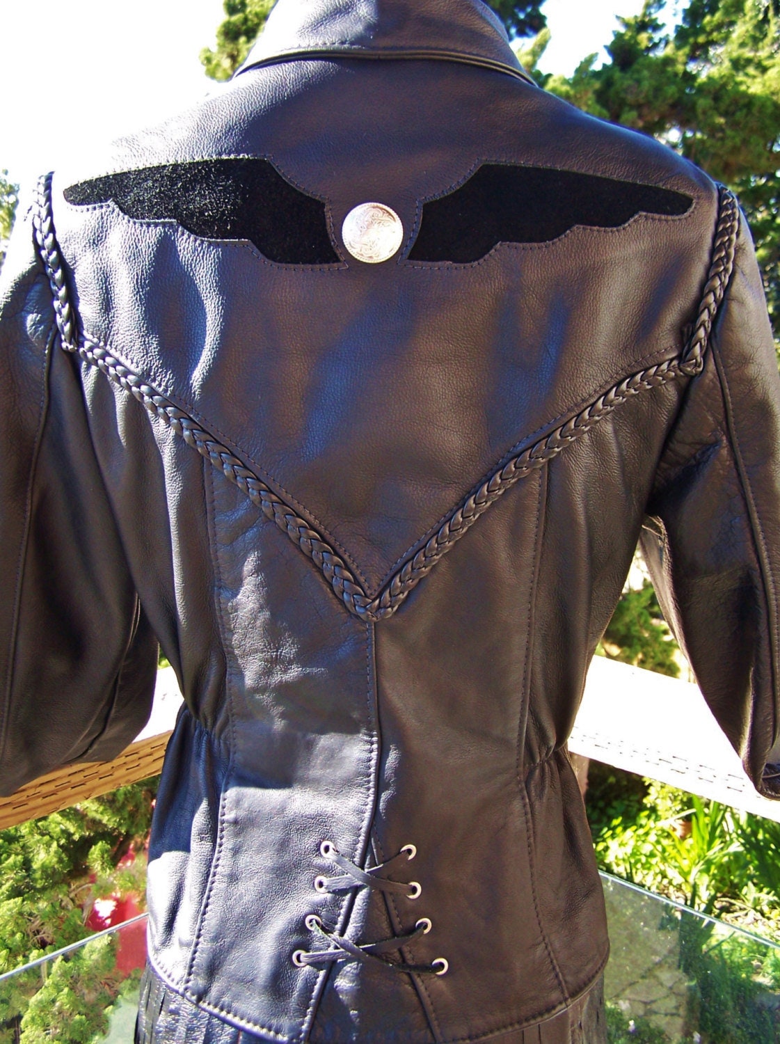Jacket Black Leather Western Biker Motorcycle Women Size M - Etsy