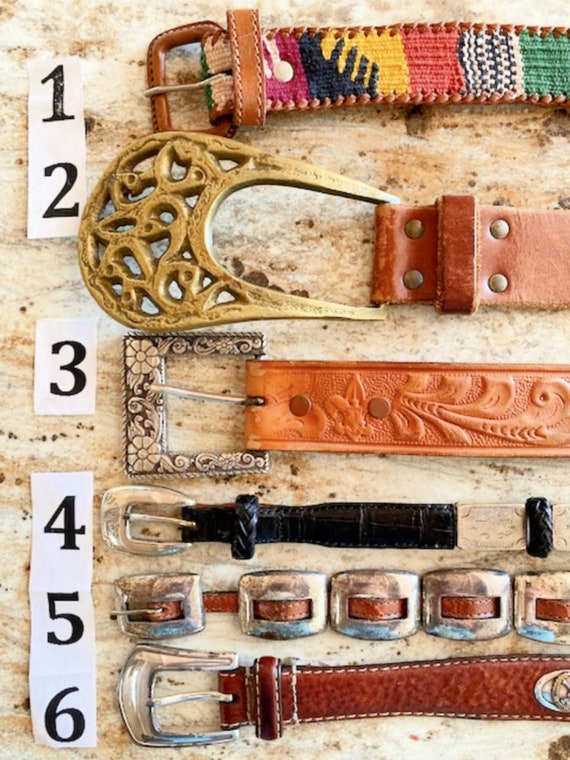 Vintage Belt Genuine Leather Western tooled, conc… - image 2