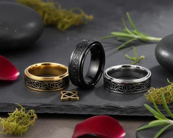 Celtic Stainless Steel Fidget Ring: Unisex Spinner Anxiety Ring