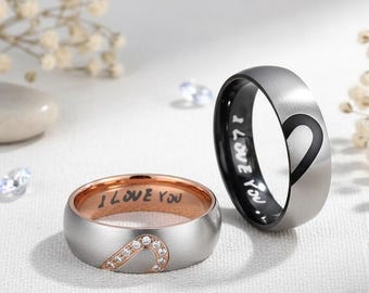 I Love You Rings for Couples – Matching Bands (Men/Women)