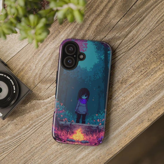 Deltarune Kris Pixel Art Phone Case: Campfire Scene, MagSafe iPhone
