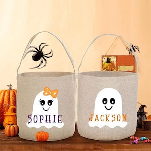 Personalisierte Trick-or-Treat-Tasche, Halloween-Tasche, Trick-or-Treat-Eimer, Halloween-Eimer, Halloweenkorb, Monogramm, Süßes oder Saures
