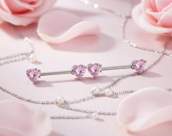 14G Heart Nipple Rings – Stainless Steel Nipple Barbells (1 Pair)