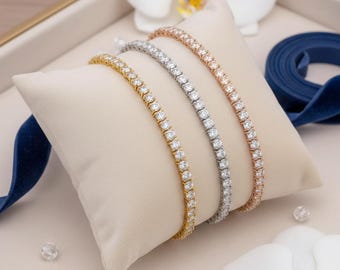 Moissanite Tennis Bracelet 18K Gold Plated | S925 Sterling Silver | 3/4/5mm Certified Stones | Luxury Gift for Women & Men