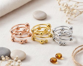 Adjustable Triple Layer Ball Ring – Stainless Steel Stacking Ring