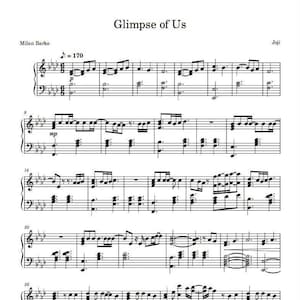 Joji – Glimpse of Us Piano Sheet Music PDF | Pop Ballad Digital Download