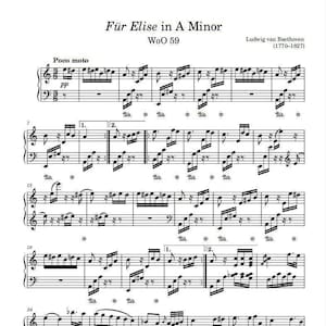 Für Elise – Beethoven Piano Sheet Music PDF | Easy / Beginner Digital Download