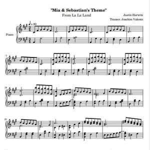 La La Land - Mia and Sebastian&#39;s theme (Piano Sheet Music) PDF