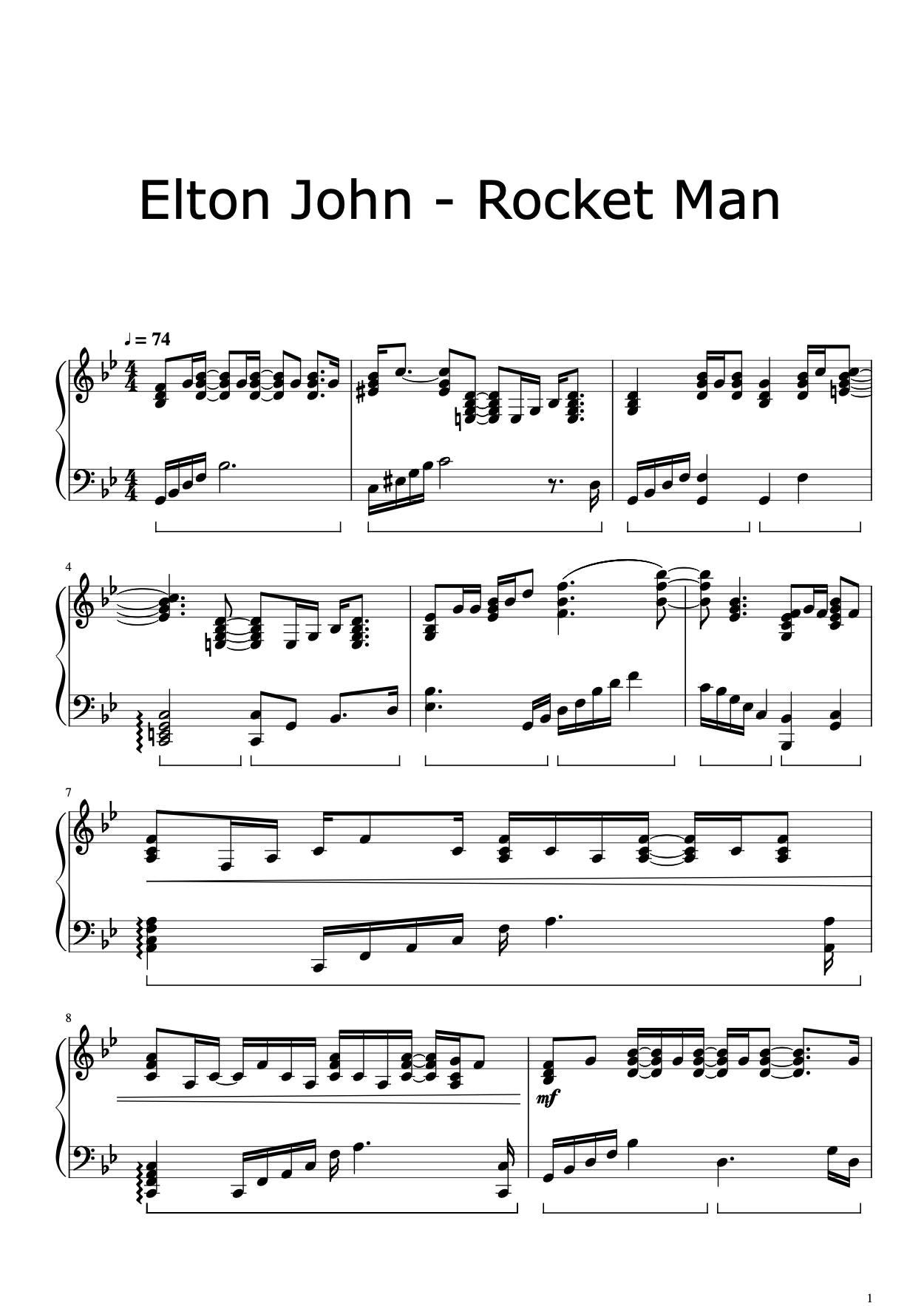 エルトン・ジョン – ロケットマン ピアノ楽譜 PDF | クラシックポップ