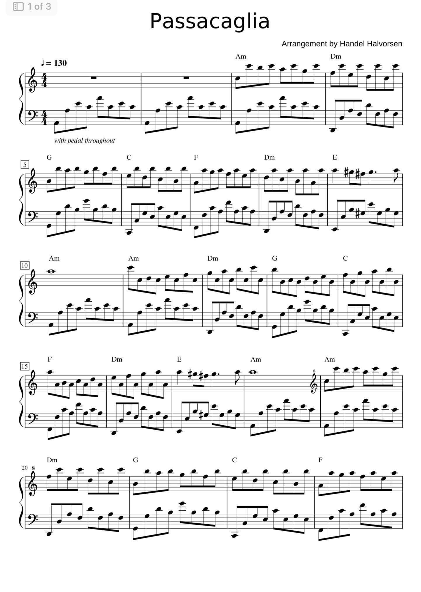 Handel - Passacaglia (piano Sheet Music) PDF - Etsy