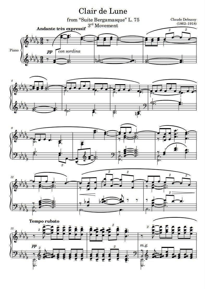 Sue Bergamasque Clair De Lune - Pianoforte - Sparti - Cantorion - Sparti E Parture Gratis - 12