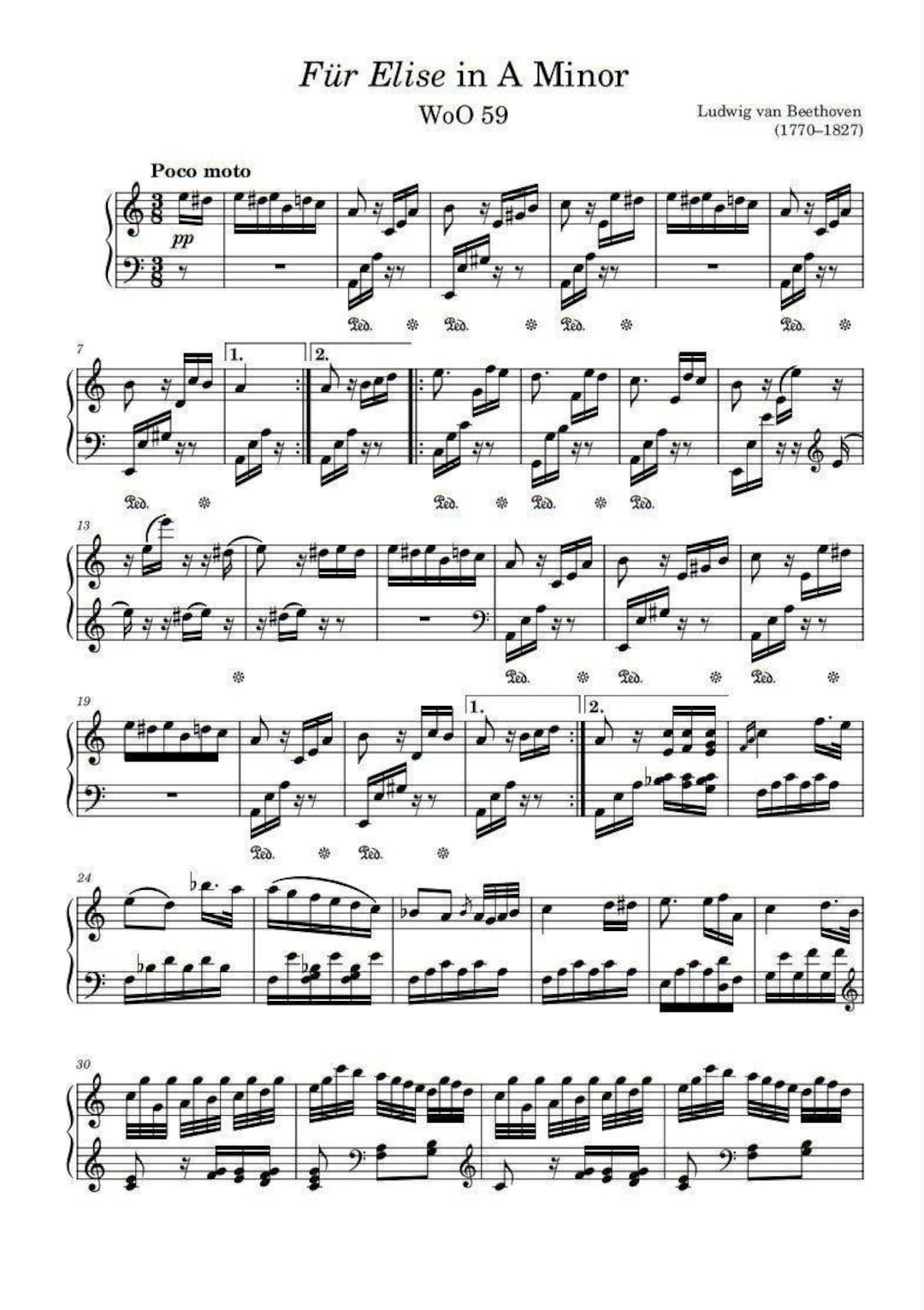 エリーゼのために – ベートーヴェン ピアノ楽譜 PDF |簡単/初心者向け