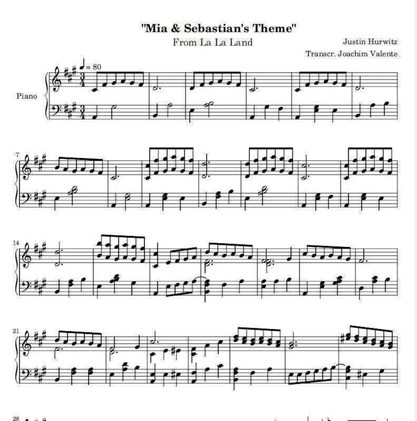 la la land mia and sebastian's theme piano