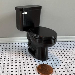 Dollhouse Toilet. 1/12 scale. Black finish.
