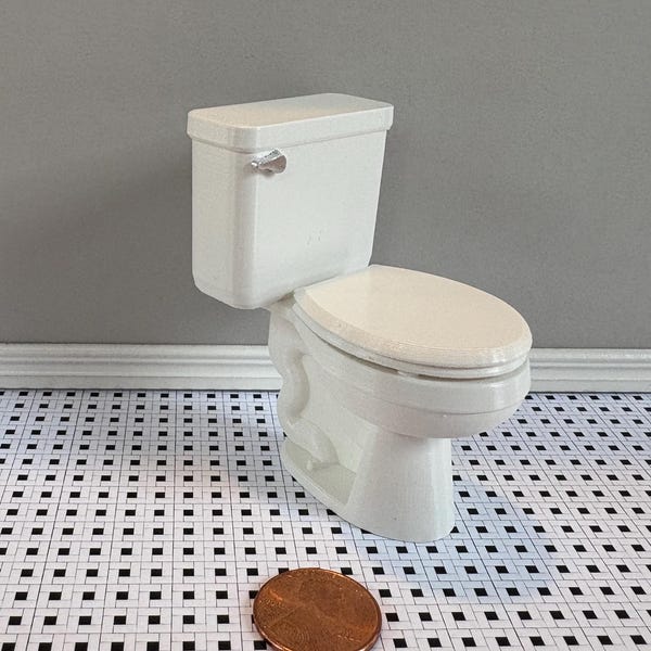 Vaso sanitário para casa de bonecas. Escala 1/12. Acabamento branco.