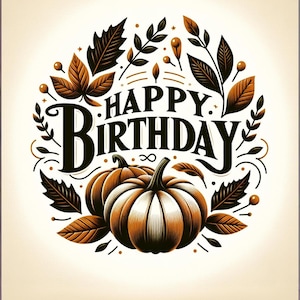 Card to print yourself - Birthday card - Happy Birthday - Autumn - Pumpkin